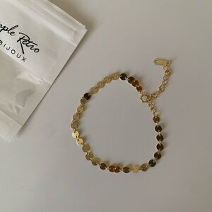 Simple Retro Gold Disc Chain Bracelet